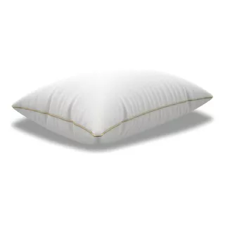 Almohada Toque De Plumas Con Cordón Dorado Blanca