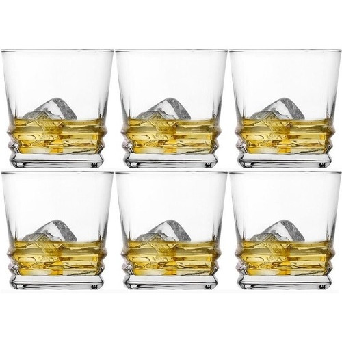 Set De 6 Vasos Bajos Premium Whisky Marca Lav 315ml Vidrio Color Transparente