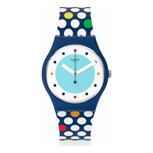 Reloj Swatch Mujer The May Collection Spots Of Joy So28n115 Color de la malla Azul Color del bisel Azul Color del fondo Blanco