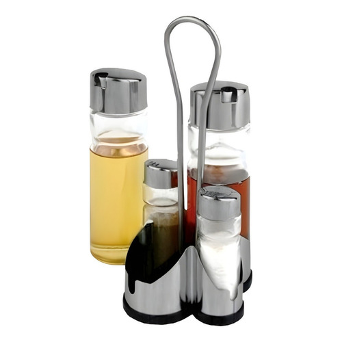 Set X4 Salero Pimentero Aceitero Vinagrero Con Base 10567