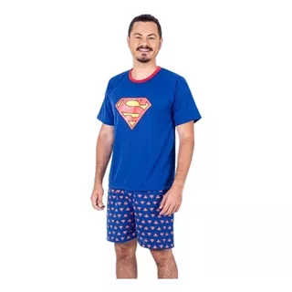 Pijama Adulto Masculino Curto Estampado Super Homem