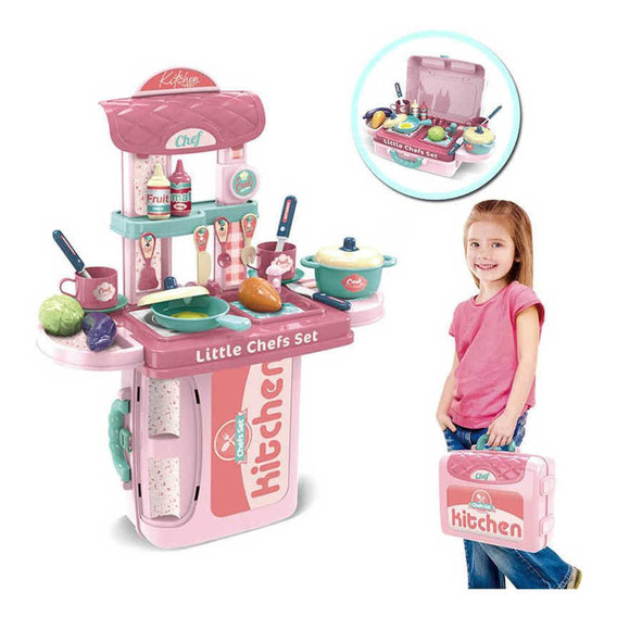 Cocina Para Niñas Maleta 3 En 1 Juego De Cocina Accesorios