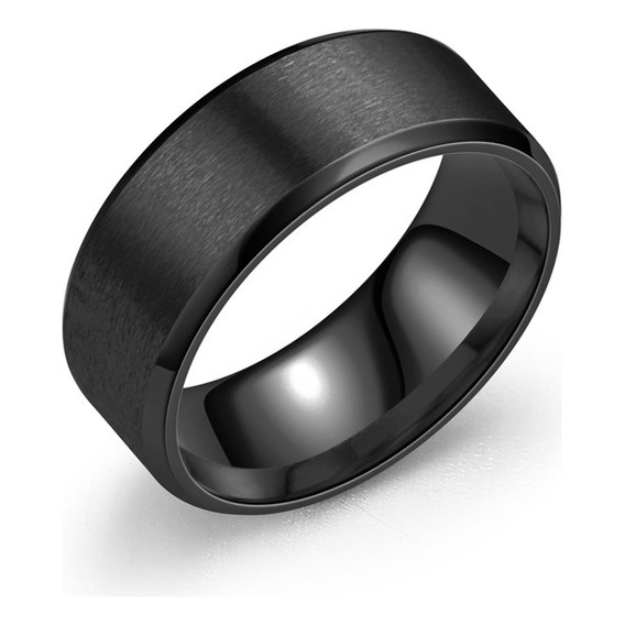 Anillo Titanio 8mm Hombre Mujer Moda Negro Black Esmerilado