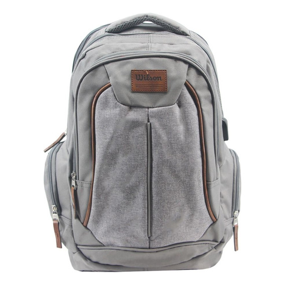 Mochila Wilson Porta Notebook 17 Urbana Reforzada Deportes Color Gris Diseño De La Tela Liso