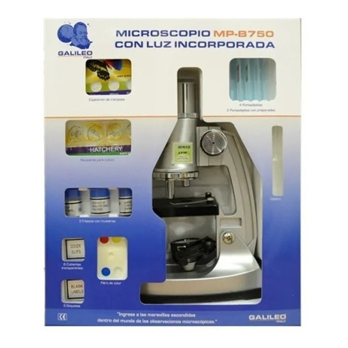 Educando Microscopio Con Luz Aumento 300x Y Espejo B750 Color Metalizado