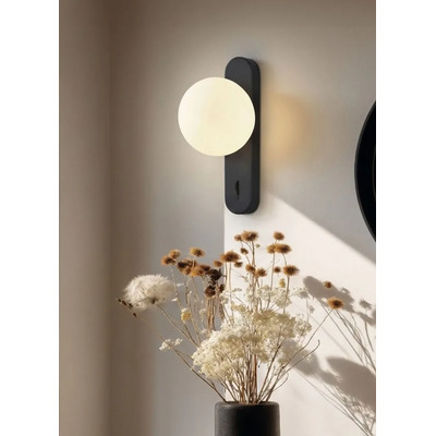Aplique Pared Bahia Led Con Tecla Tulipa Opal Blanco