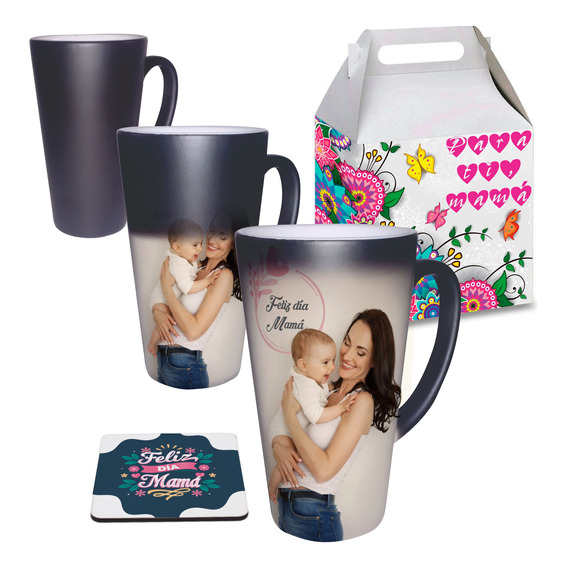 Taza Mágica Grande Personalizada Con Caja Y Portatazas 17 Oz