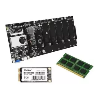 Placa Mãe Mineradora Mineração 8 Pcie Processador Embutido Cor Preta