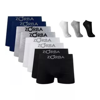 Kit 6 Cuecas Boxer Algodão Box + 3 Pares Meia Ts 1500 Prem