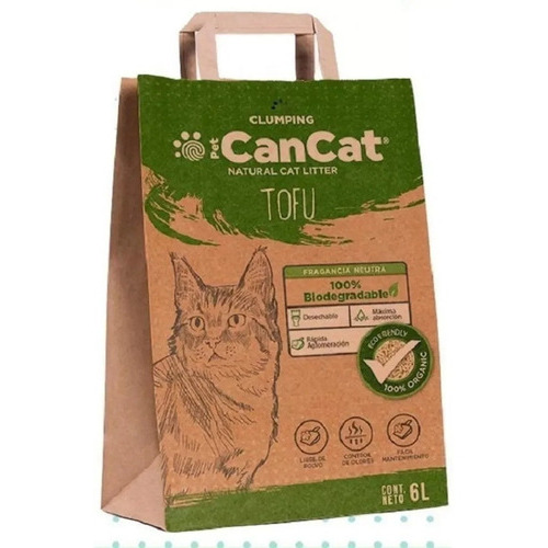 Piedras Sanitarias Biodegradables De Tofu 6 Lts Cancat Pet x 3.6kg de peso neto  y 3.6kg de peso por unidad