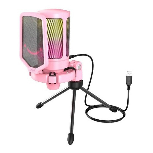 Micrófono Fifine AmpliGame A6V Condensador Cardioide color rosa