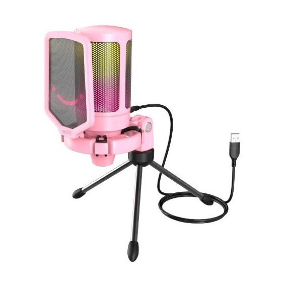 Micrófono Fifine AmpliGame A6V Condensador Cardioide color rosa