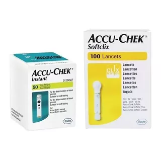 Tiras Reactivas Accuchek Instant 50 Unidades + 100 Lancetas Color Blanco