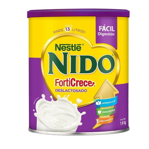 Leche En Polvo Nido Forticrece Deslactosado En Lata De 1.6kg