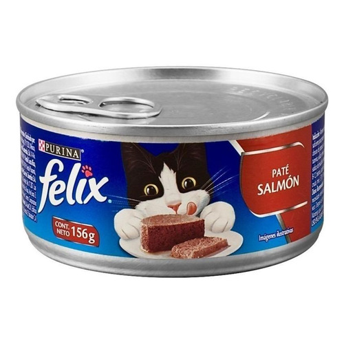 Alimento Felix Paté para gato adulto sabor salmón en lata de 156g
