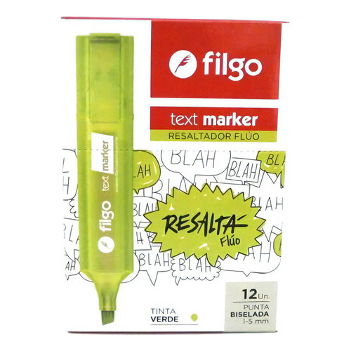 Resaltador Chato Filgo Fluo Verde X12 Filgo Sw-txm 11