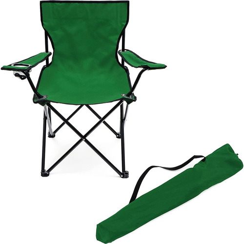Silla Plegable Camping Playa Piscina Pesca Con Porta Vasos Color Verde