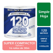 Papel Higienico Valot Extra Blanco Hoja Simple 4 X 120m 19g