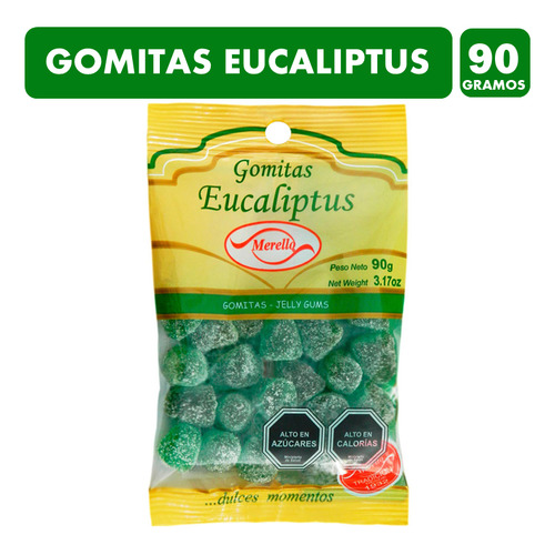 Gomitas De Eucalipto Color Verde Merello(contiene 90 Gramos)