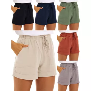 Pack 3 Short Casuale Suelto De Bamboo Y Lino Para Mujer