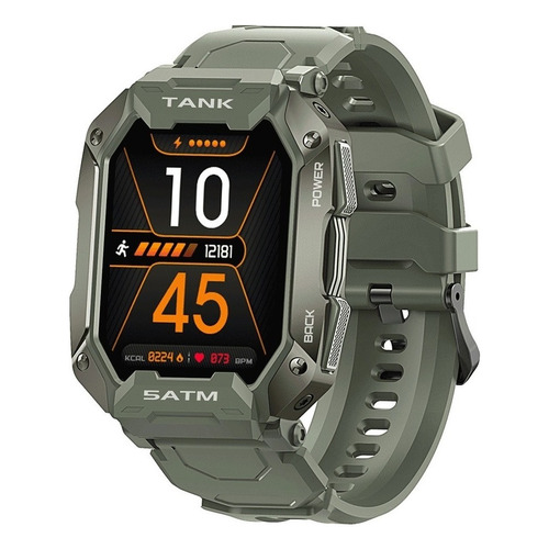 Smartwatch Kospet Rugged Tank M1 Tactical 1.72" caja 43mm de  metal y plástico  verde, malla  forest green de  silicona