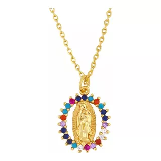 Medalla Collar Virgen De Guadalupe Enchapado Oro De 18k 