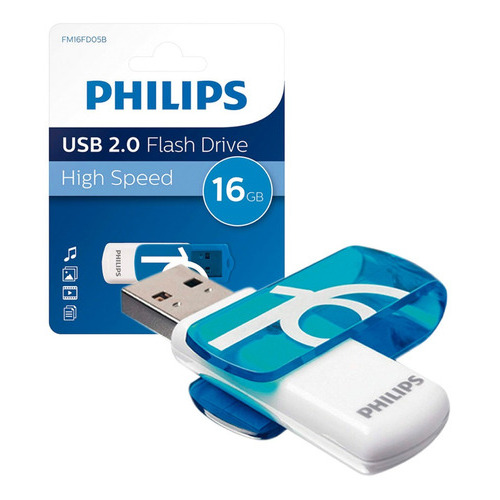 Pendrive 16gb Philips Vivid Blue 2.0 Color Azul