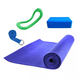 Set Yoga Fitness Pilates Mat Pvc + Anillo Block Cinturon 104