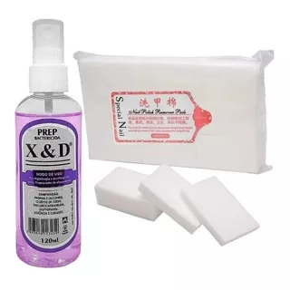 Kit Prep Higienizador Antisséptico + 500 Folhas Algodão Unha