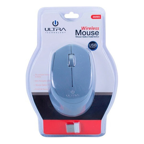 Mouse Inalámbrico Ultra Óptico 3 Botones Dpi 800 Color Gris