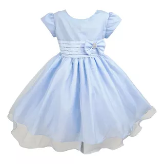 Vestido Glitter Azul Infantil Cinderela Frozen Temático