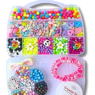 Kit Miçangas Infantil Coloridas P/ Montar Pulseiras 3200 Pç