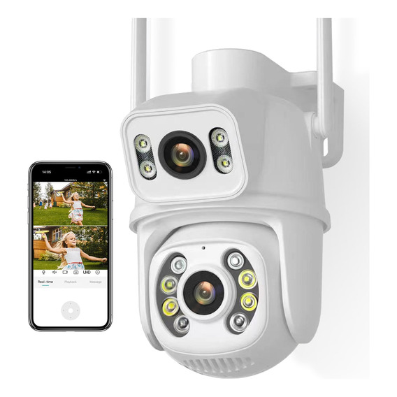 Cámara De Seguridad 8mp Wifi Inalámbrica 360° Lente Doble 4k