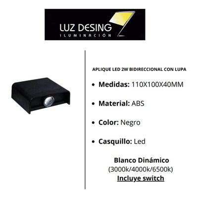 Bidireccional Becca Con Lupa Optica Abs 2w Exterior Cie