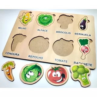 Brinquedo Madeira Jogo Educativo Encaixe De Vegetais