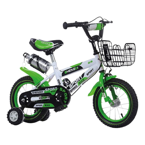 Bicicleta Infantil Lumax Aro 16 Verde Con Rueditas Tamaño del cuadro S