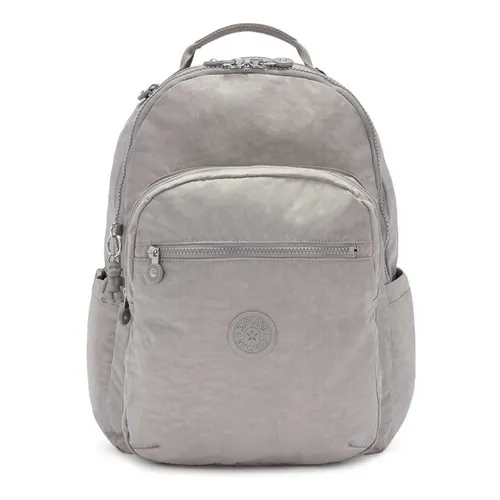 Mochila escolar Kipling Seoul, tamaño grande, plateado metalizado, color  gris