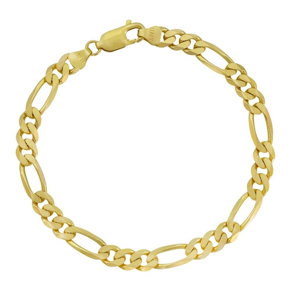 Pulsera Figaro Estilo 3x1 Oro 10k Italiano 18cm 5.5mm