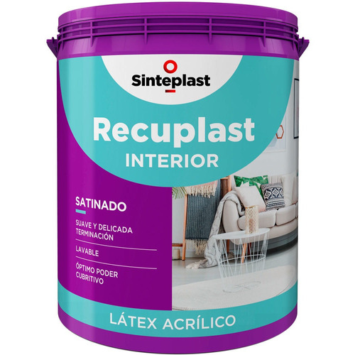 Recuplast Latex Interior Satinado 4 Lts Sinteplast Color Blanco