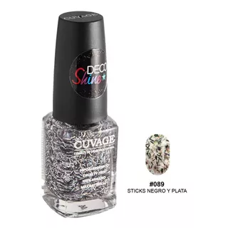 Esmaltes De Uñas Tradicional Sin Tacc Cuvage Pro Keratine C Color #089 Sticks Negro Y Plata