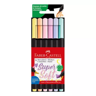 6plumones Pastel Faber Castell Super Soft Punta Pincel Brush