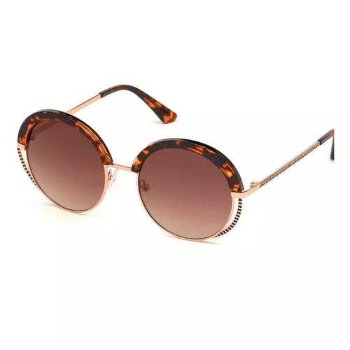 Lentes De Sol Mujer Metal Forma Redondo Gu7621 Guess Color Dark  Havana/gradient Brown