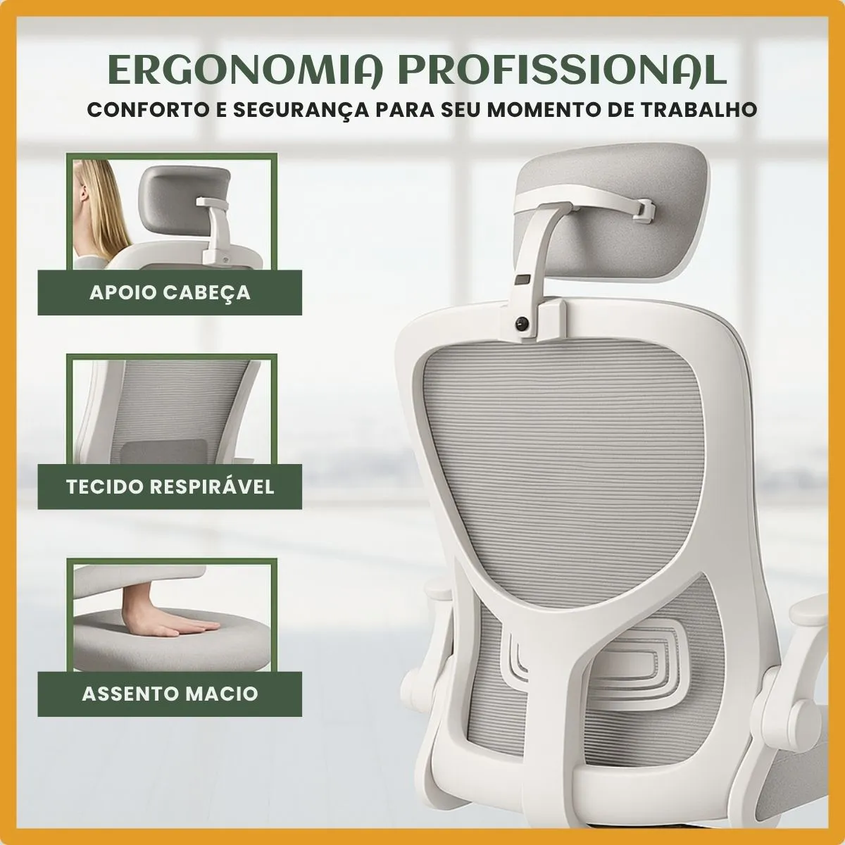 Cadeira De Escritório Ergonômica Giratória Boston G100 Com Estofado Mesh Luvinco Com Ajuste Lombar - Imagem 5