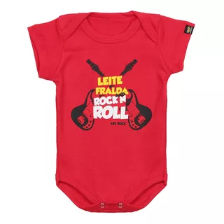 Body Bebê Rock Leite Fralda & Rock N Roll Vermelho