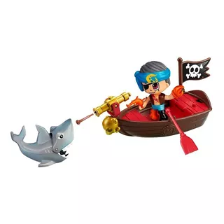 Pinypon Action Bote Pirata Figura Y Tiburon Con Lanzador