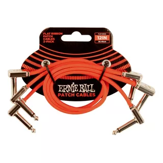 Ernie Ball Juego 3 Cables Patch Conectores 30cm Ang/ang Rojo