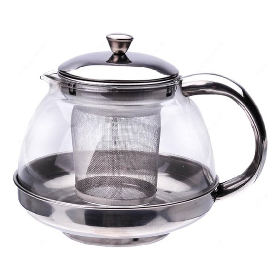 Tetera Multiuso De Vidrio Y Acero Inoxidable Para Té 0.6 L.