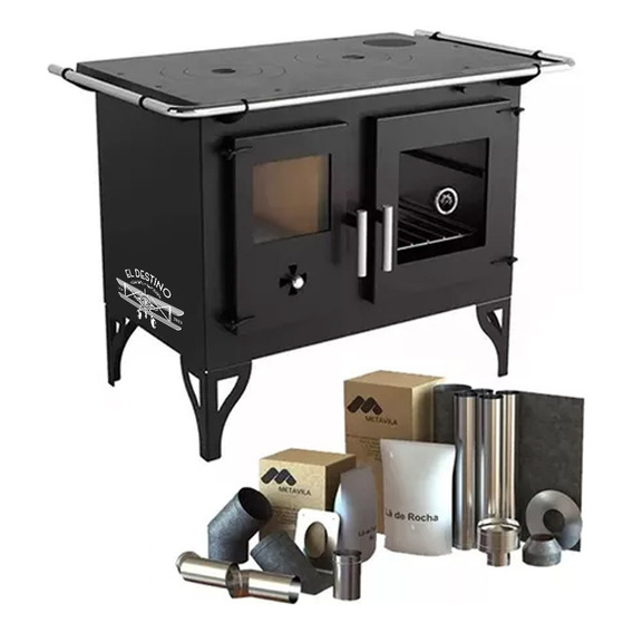 Cocina Calefactor115 M2 Doble Combustion + Kit Caños / Codos