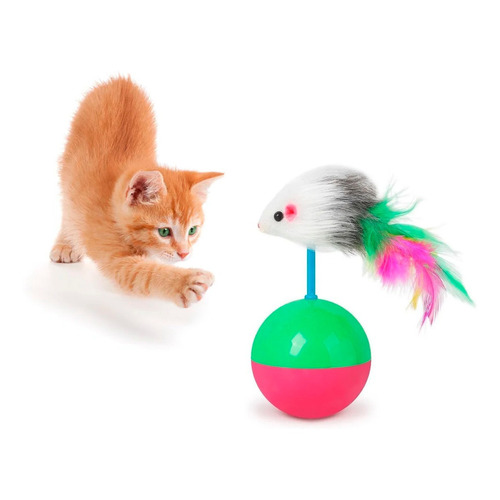 Ratón Tumbler Juguete Interactivo Para Gatos 10 Cm Color Verde