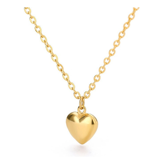 Collar Corazón Baño De Oro Rosa Regalo Para Mujer